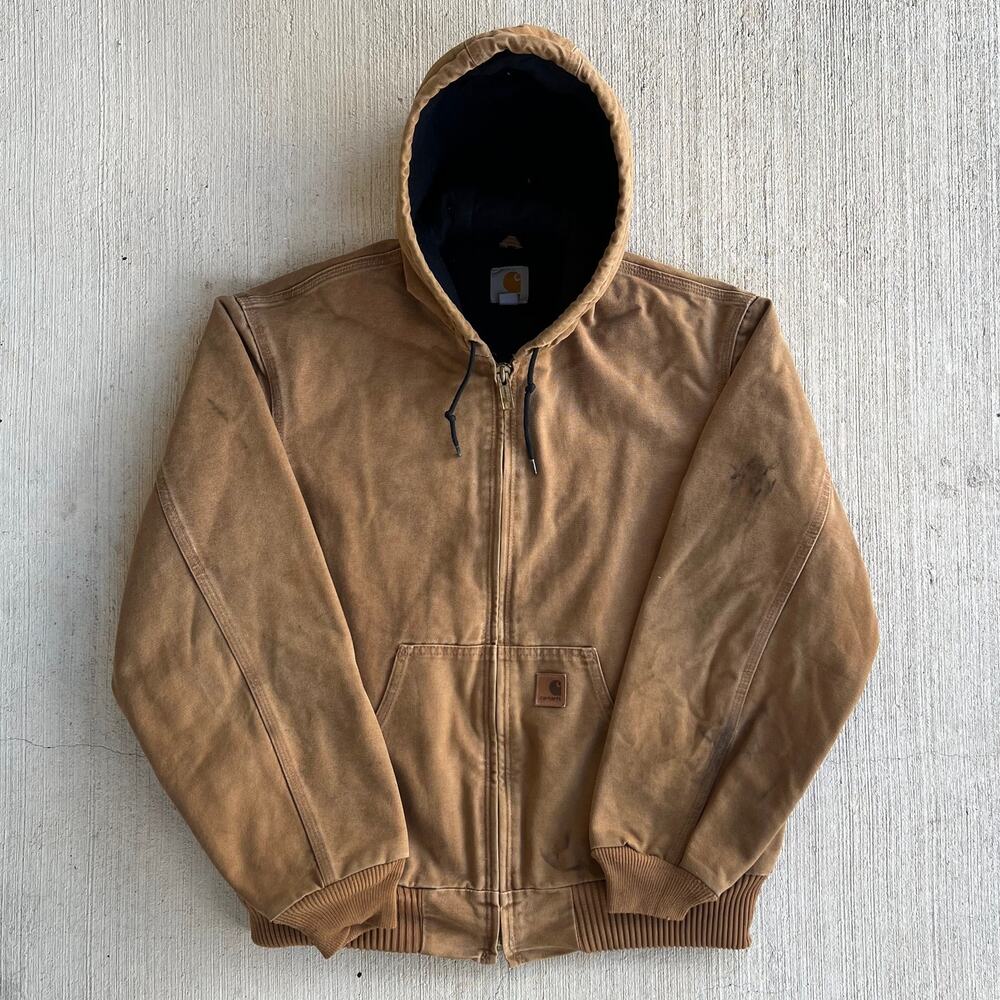 Carhartt J130 brown hooded work wear jacket